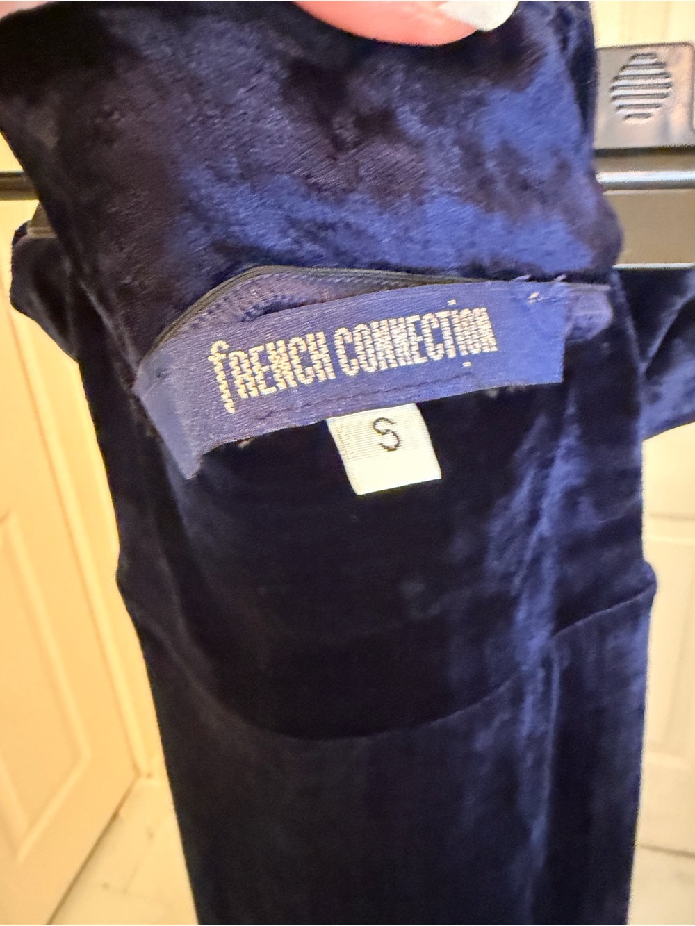 French Connection Deep Navy Velvet Maxi Skirt with High Waist Band that Folds - Picture 5 of 5